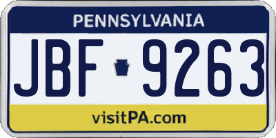 PA license plate JBF9263