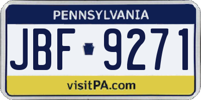 PA license plate JBF9271