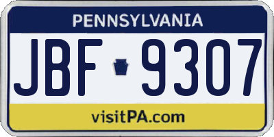 PA license plate JBF9307