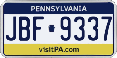 PA license plate JBF9337