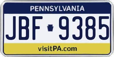 PA license plate JBF9385