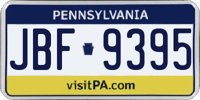 PA license plate JBF9395