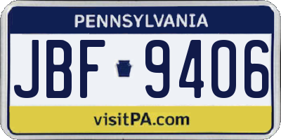 PA license plate JBF9406