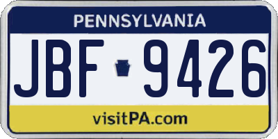 PA license plate JBF9426