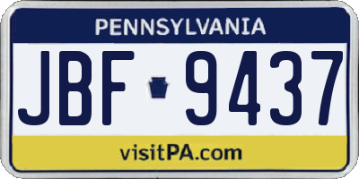 PA license plate JBF9437