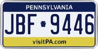 PA license plate JBF9446
