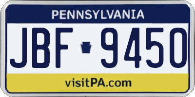 PA license plate JBF9450