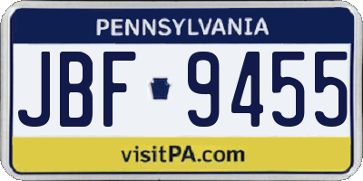 PA license plate JBF9455