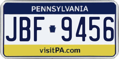 PA license plate JBF9456