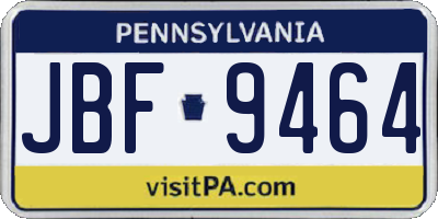 PA license plate JBF9464