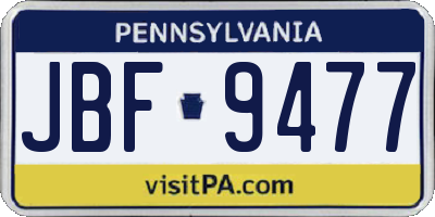 PA license plate JBF9477