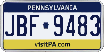 PA license plate JBF9483