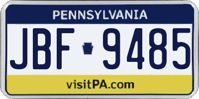 PA license plate JBF9485