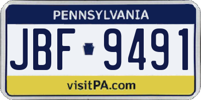 PA license plate JBF9491