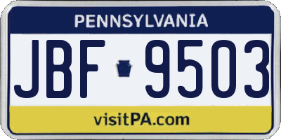 PA license plate JBF9503