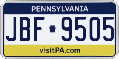 PA license plate JBF9505