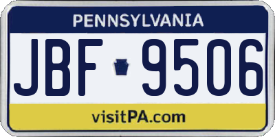 PA license plate JBF9506