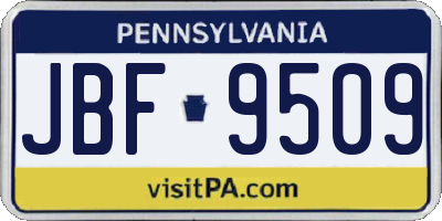 PA license plate JBF9509