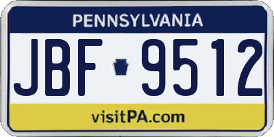 PA license plate JBF9512