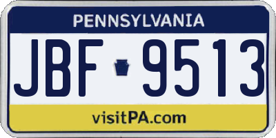 PA license plate JBF9513