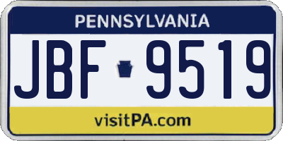 PA license plate JBF9519