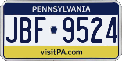PA license plate JBF9524