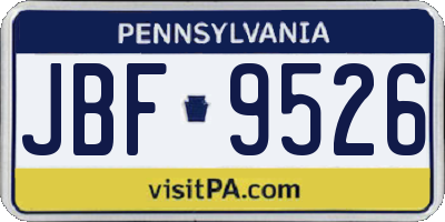 PA license plate JBF9526