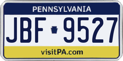 PA license plate JBF9527