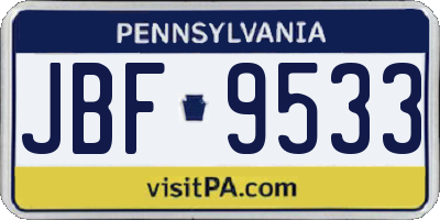 PA license plate JBF9533