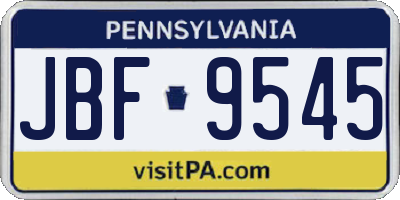 PA license plate JBF9545
