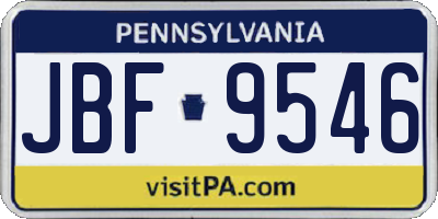 PA license plate JBF9546