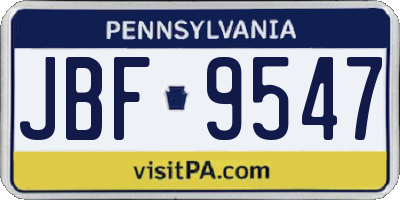 PA license plate JBF9547