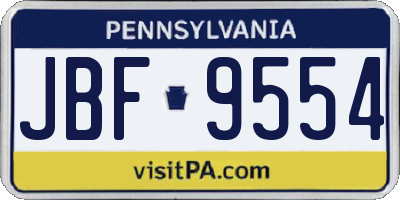 PA license plate JBF9554