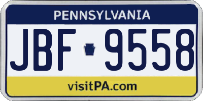 PA license plate JBF9558