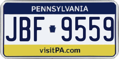 PA license plate JBF9559