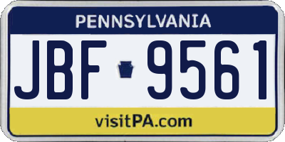 PA license plate JBF9561