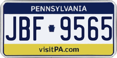 PA license plate JBF9565