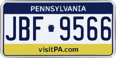 PA license plate JBF9566