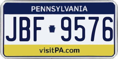PA license plate JBF9576
