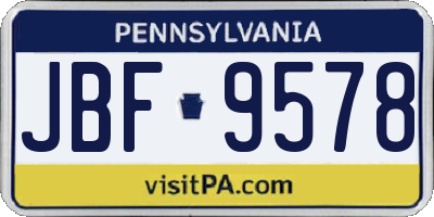 PA license plate JBF9578