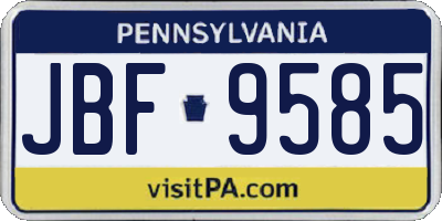 PA license plate JBF9585