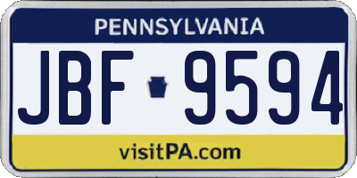 PA license plate JBF9594