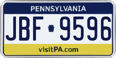 PA license plate JBF9596