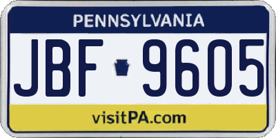 PA license plate JBF9605