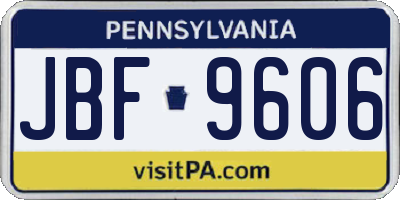 PA license plate JBF9606