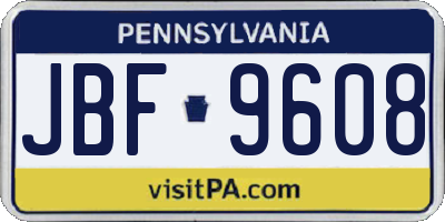 PA license plate JBF9608