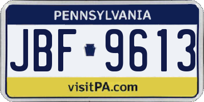 PA license plate JBF9613