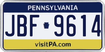 PA license plate JBF9614