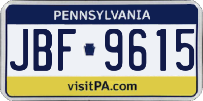 PA license plate JBF9615