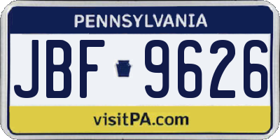 PA license plate JBF9626